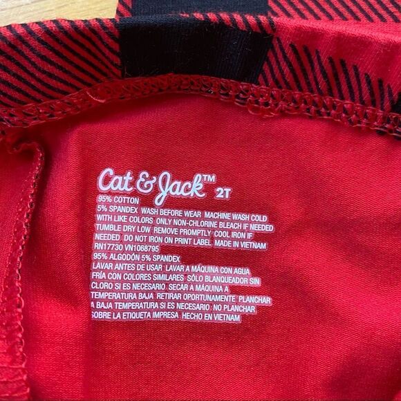 Cat & Jack Girls Red Buffalo Checker Leggings - Picture 6 of 6